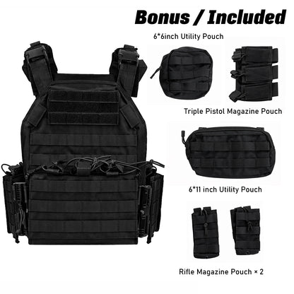 Tactical Vest — 800D Oxford Fabric, MOLLE System, Quick-Release