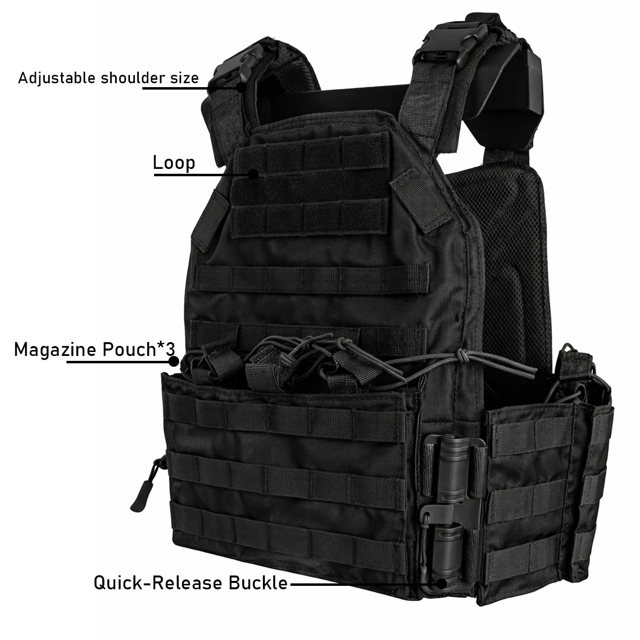 Tactical Vest — 800D Oxford Fabric, MOLLE System, Quick-Release