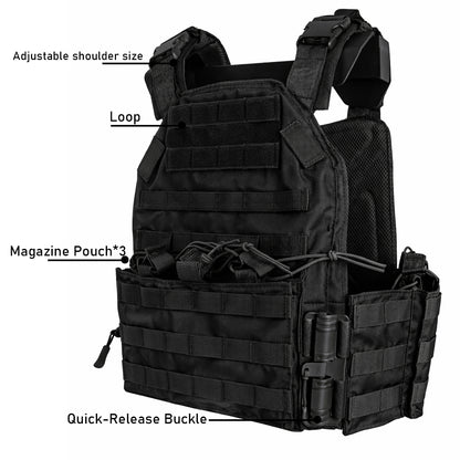 Tactical Vest — 800D Oxford Fabric, MOLLE System, Quick-Release